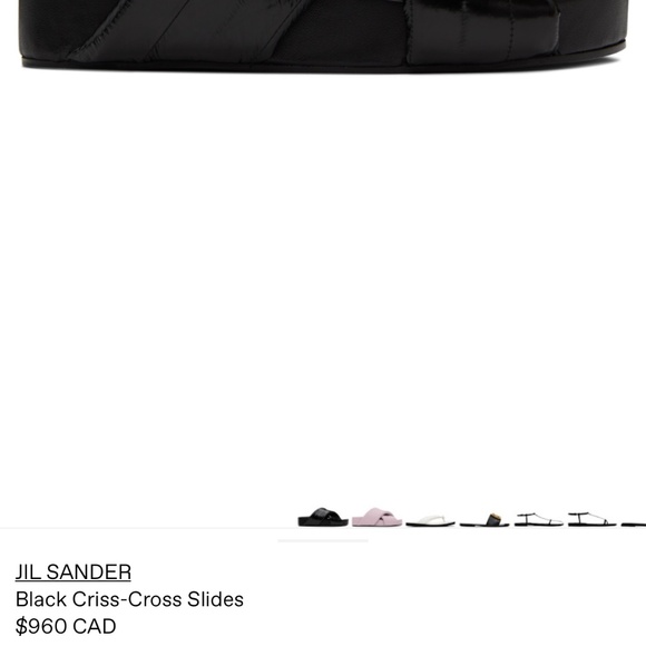 JIL SANDER Criss-Cross Slides Eel Black Leather Sandals sz37 - Picture 4 of 7